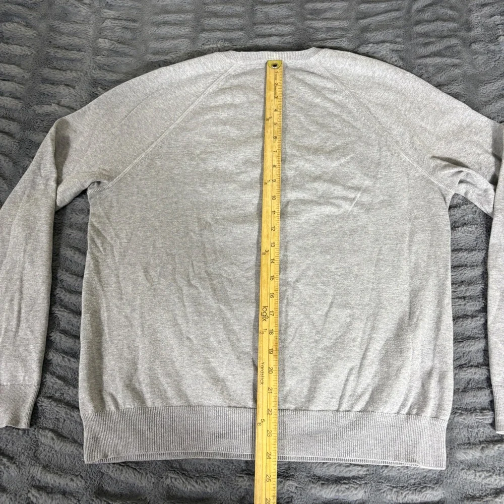 Vince Mens Gray Cotton Raglan Crewneck Sweater Elbow Patches Size M AR098
